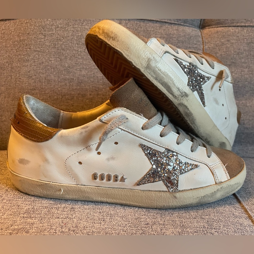 Golden Goose SUPER STAR White and Brown Sneakers